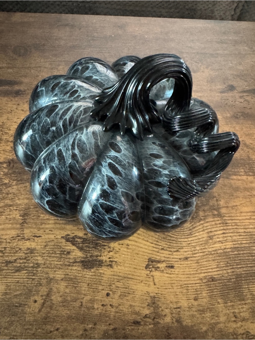 Mikasa Handblown Glass Pumpkin Accent - Black and Gray